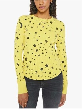 MOTHER Yellow Star & Moon Print Long Sleeve Tee